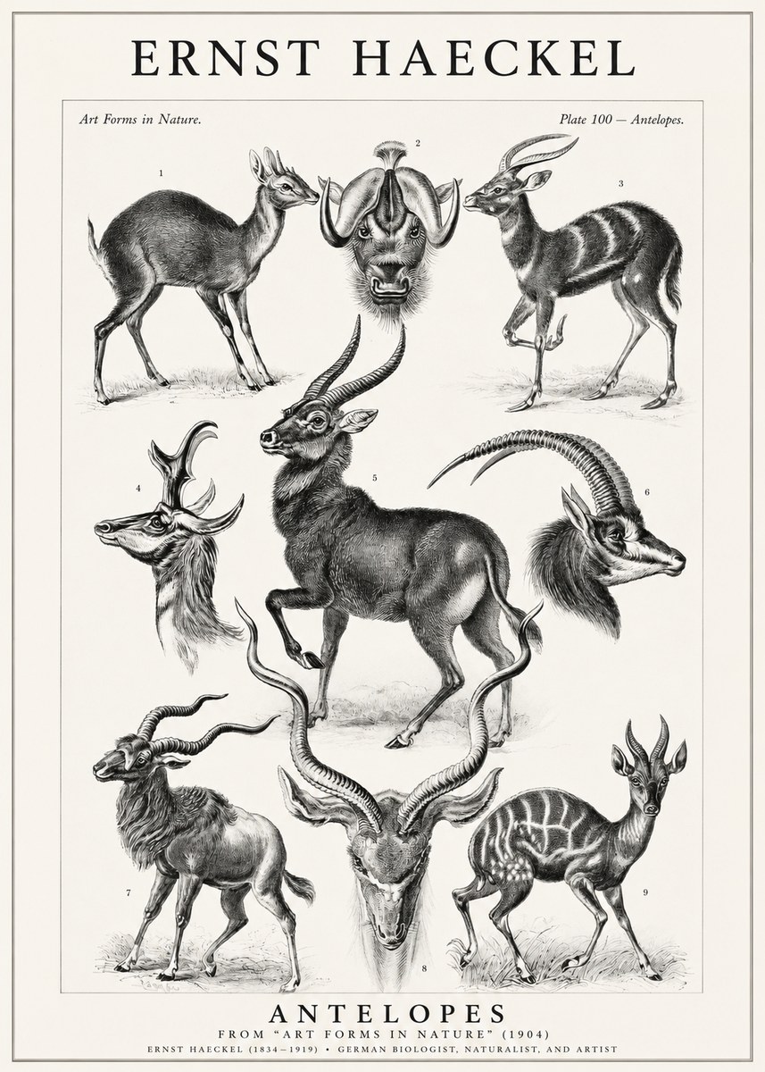 Ernst Haeckel Antelopes No1 - Juliste