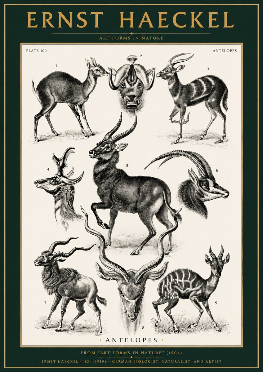 Ernst Haeckel Antelopes No2 - Juliste