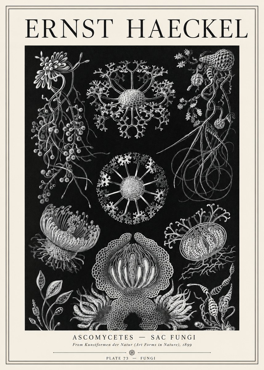 Ernst Haeckel Ascomycetes — Sac Fungi No1 - Juliste