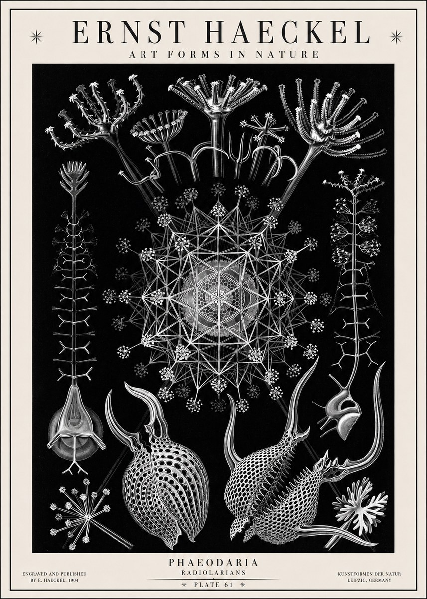 Ernst Haeckel Phaeodaria Radiolarians - Plate 61 No1 - Juliste