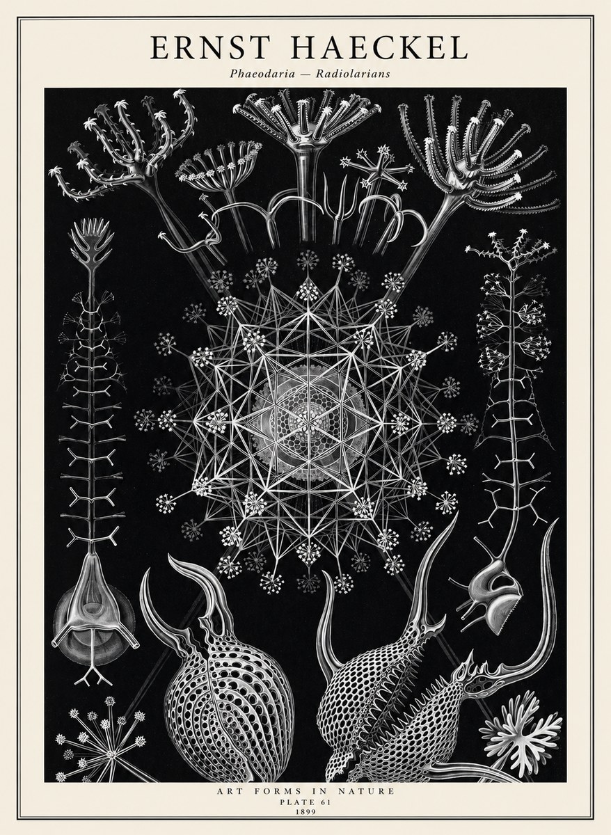 Ernst Haeckel Phaeodaria Radiolarians - Plate 61 No2 - Juliste