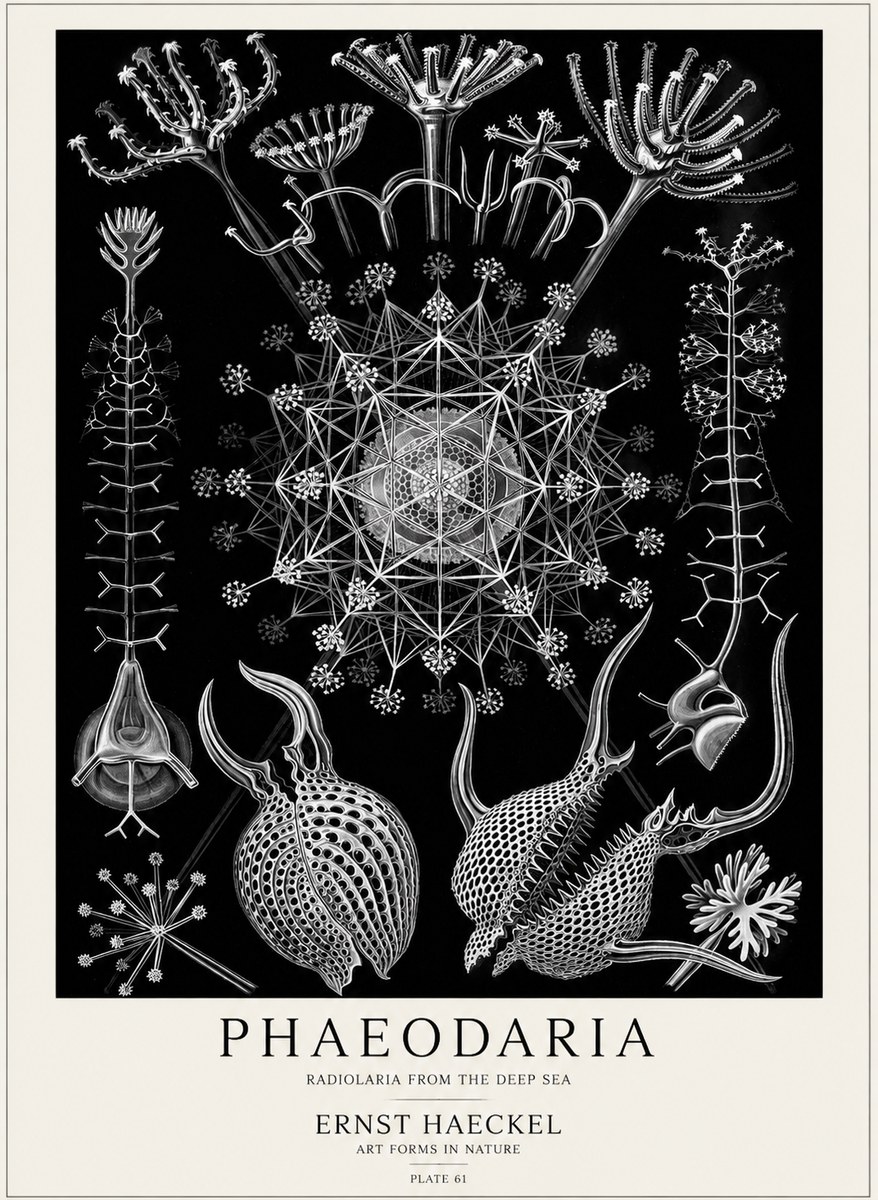 Ernst Haeckel Phaeodaria Radiolarians - Plate 61 No5 - Juliste