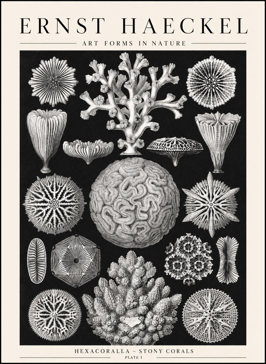 Ernst Haeckel Hexacoralla – Six-rayed Corals No2 - Juliste