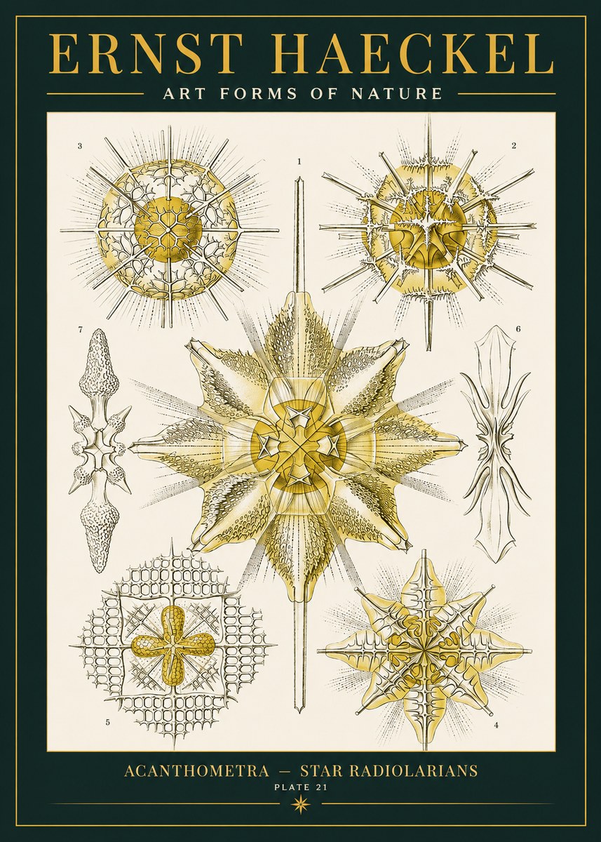 Ernst Haeckel Acanthometra - Star Radiolarians No2 - Juliste