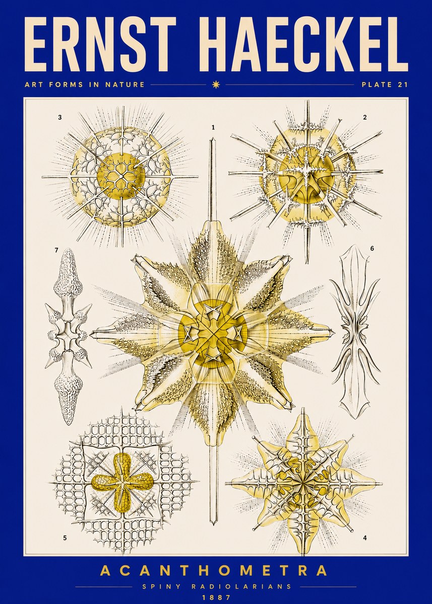 Ernst Haeckel Acanthometra - Star Radiolarians No5 - Juliste