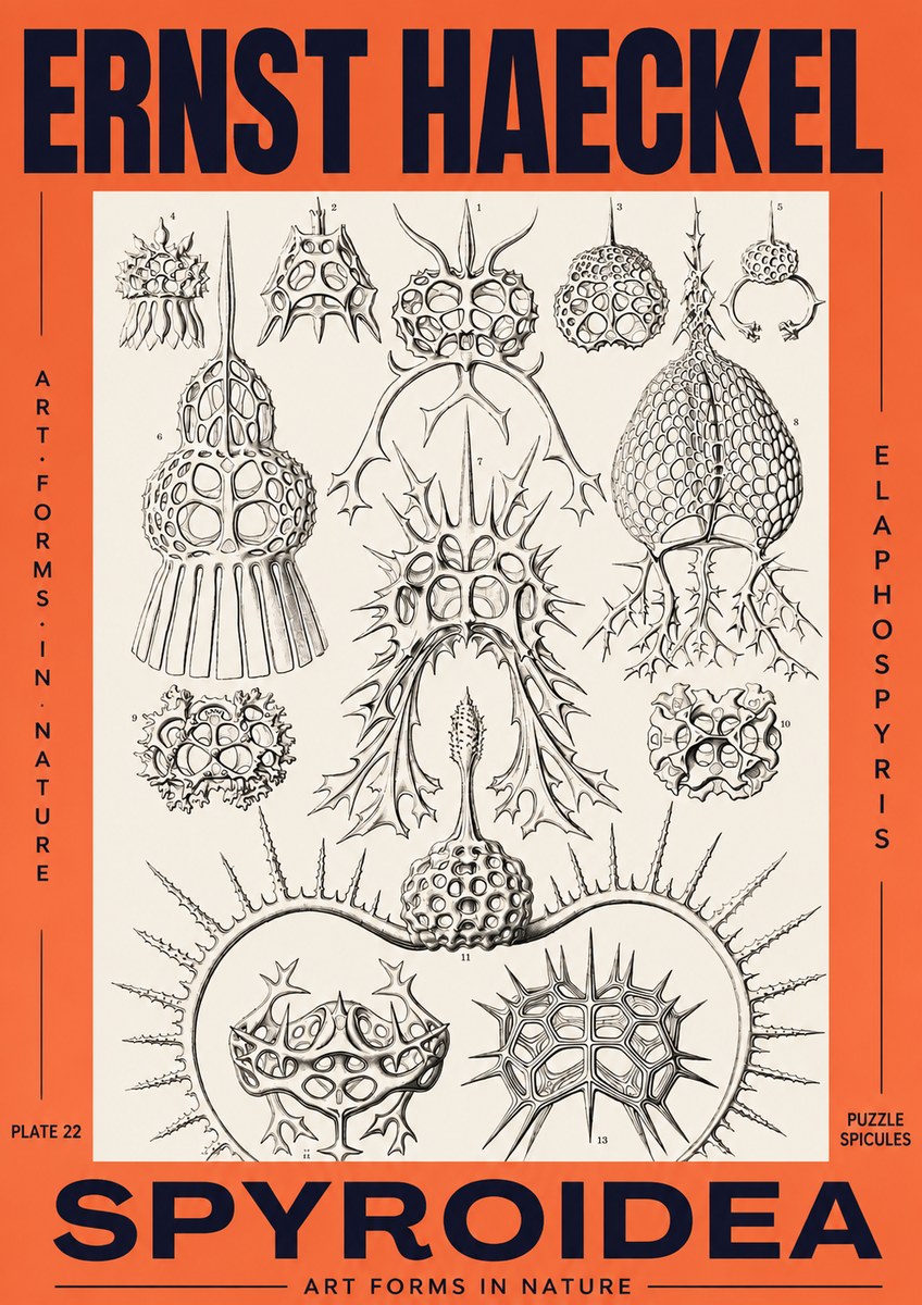 Ernst Haeckel Spyroidea - Puffball Radiolarians - Plate 22 No3 - Juliste