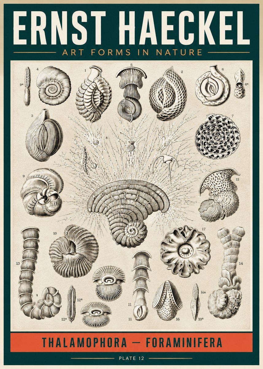Ernst Haeckel Thalamophora – Foraminifera Plate 12 No2 - Juliste