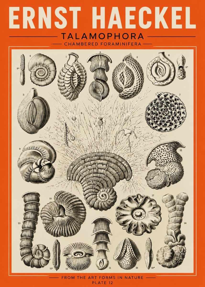 Ernst Haeckel Thalamophora – Foraminifera Plate 12 No5 - Juliste