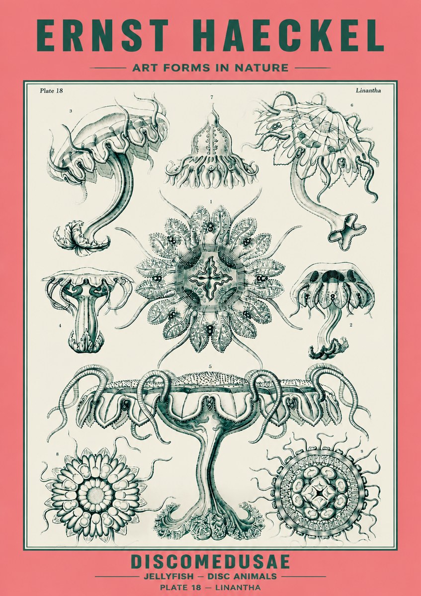 Ernst Haeckel Discomedusae. Jellyfishes. No6 - Juliste