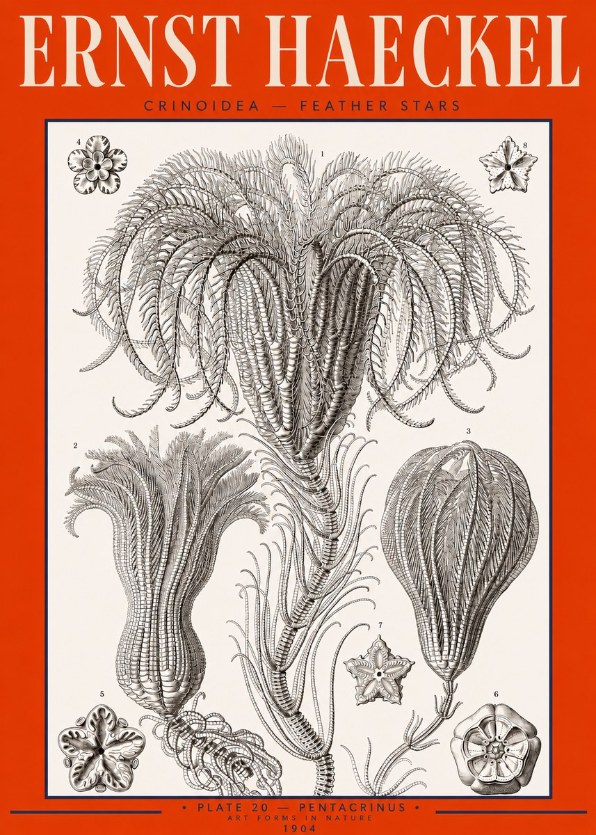 Ernst Haeckel Crinoidea - Palm Lilies No3 - Juliste