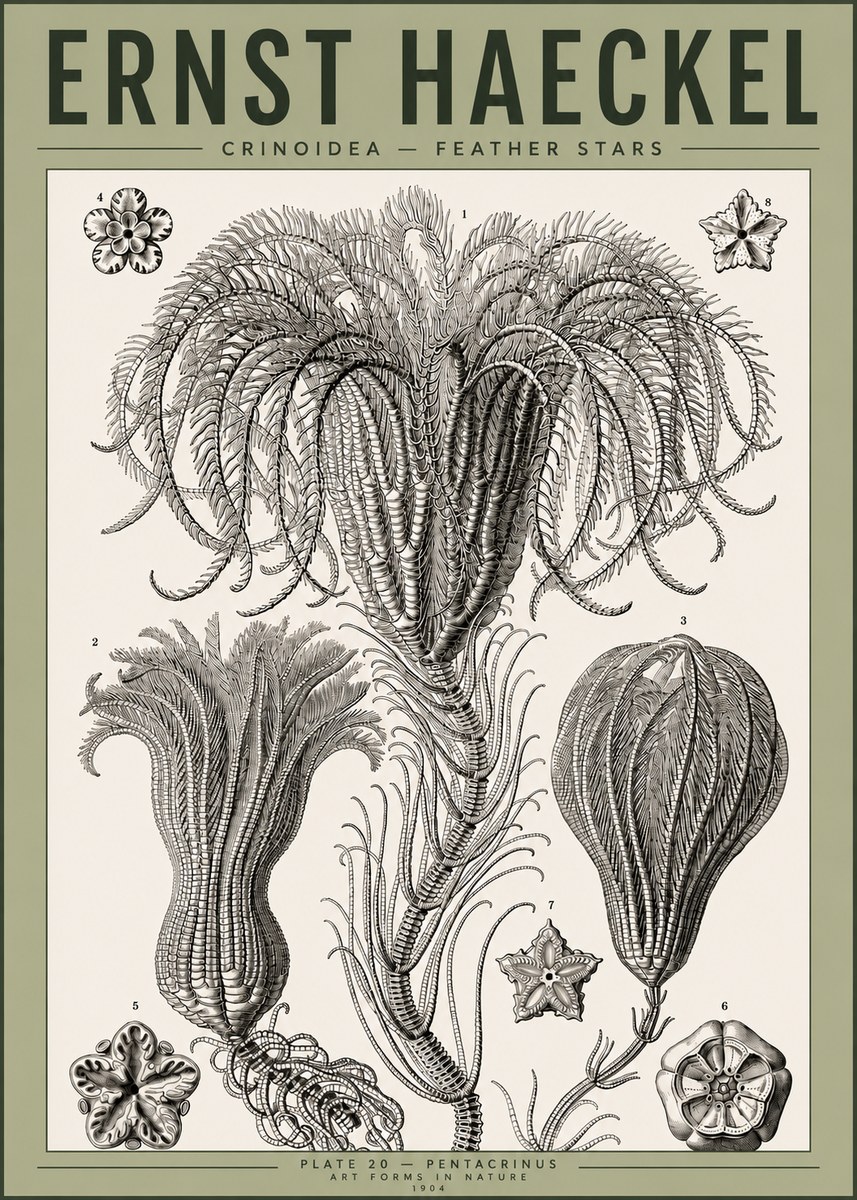 Ernst Haeckel Crinoidea - Palm Lilies No4 - Juliste