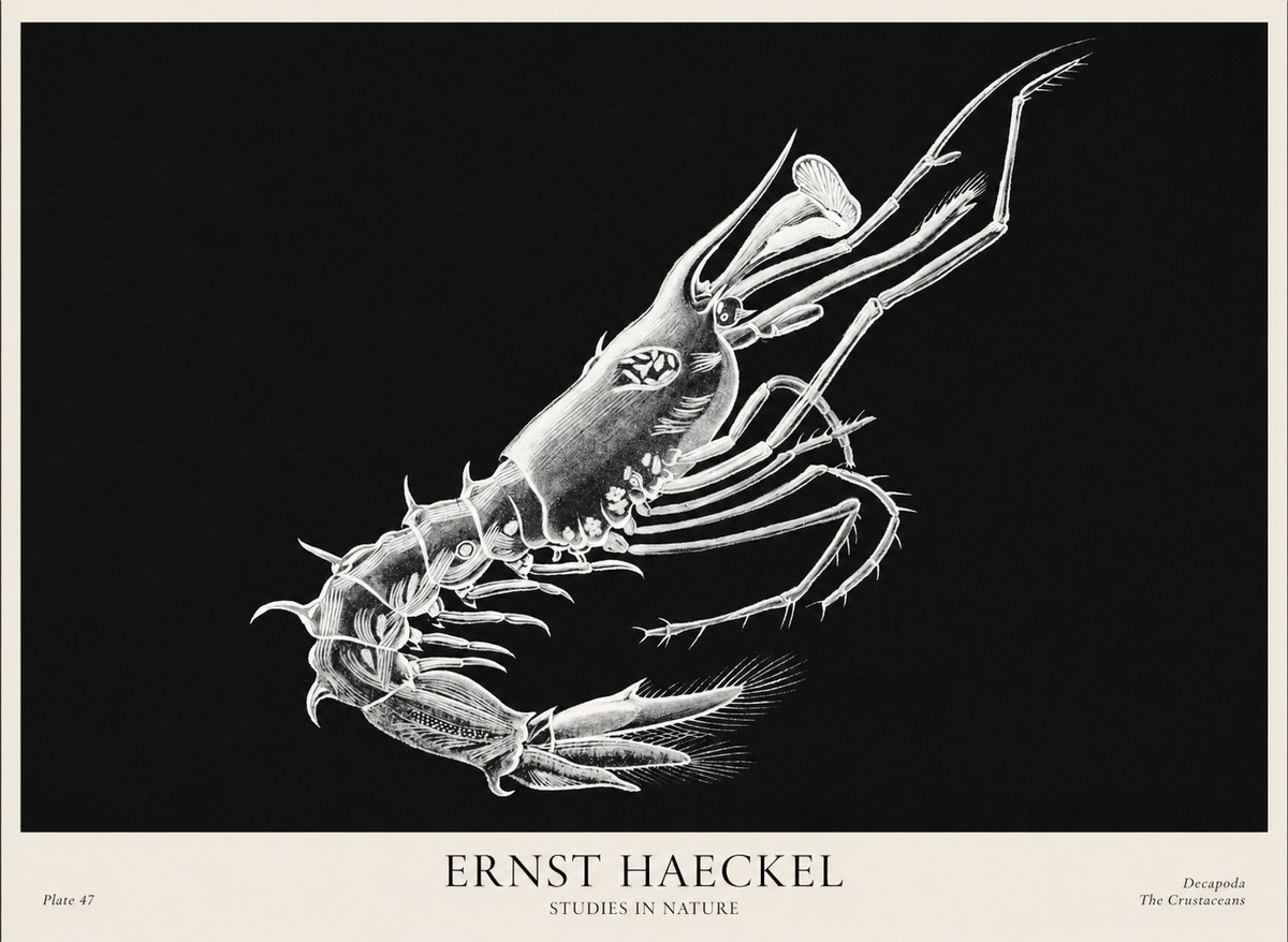 Ernst Haeckel Decapoda the Crustaceans No1 - Juliste