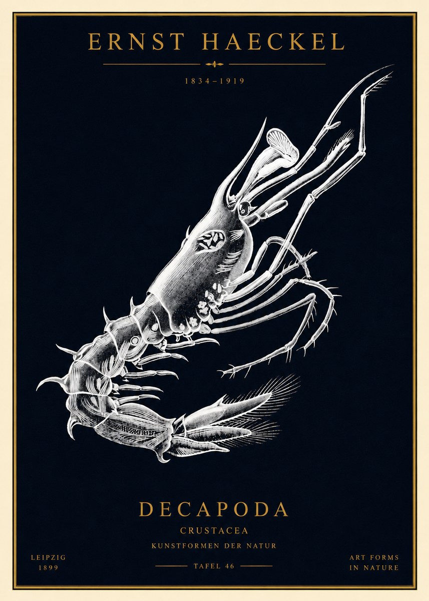 Ernst Haeckel Decapoda the Crustaceans No4 - Juliste