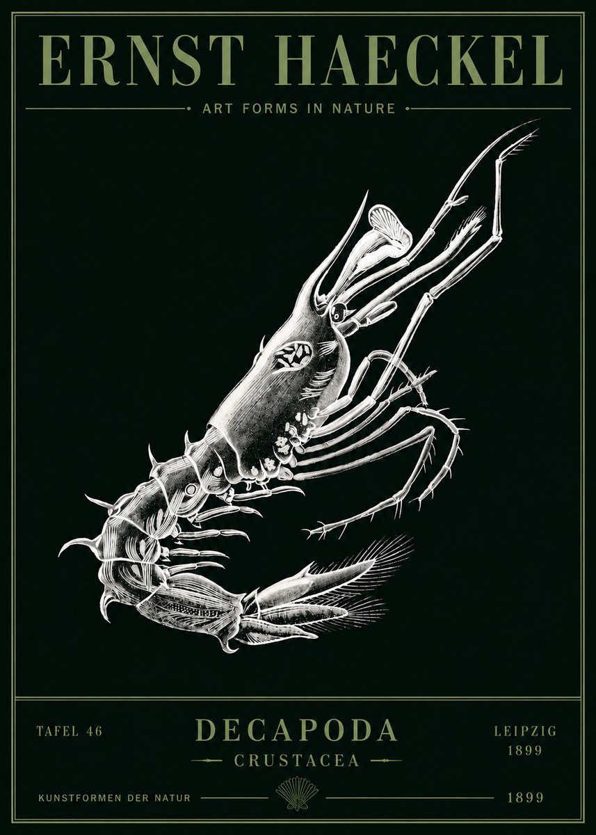 Ernst Haeckel Decapoda the Crustaceans No5 - Juliste