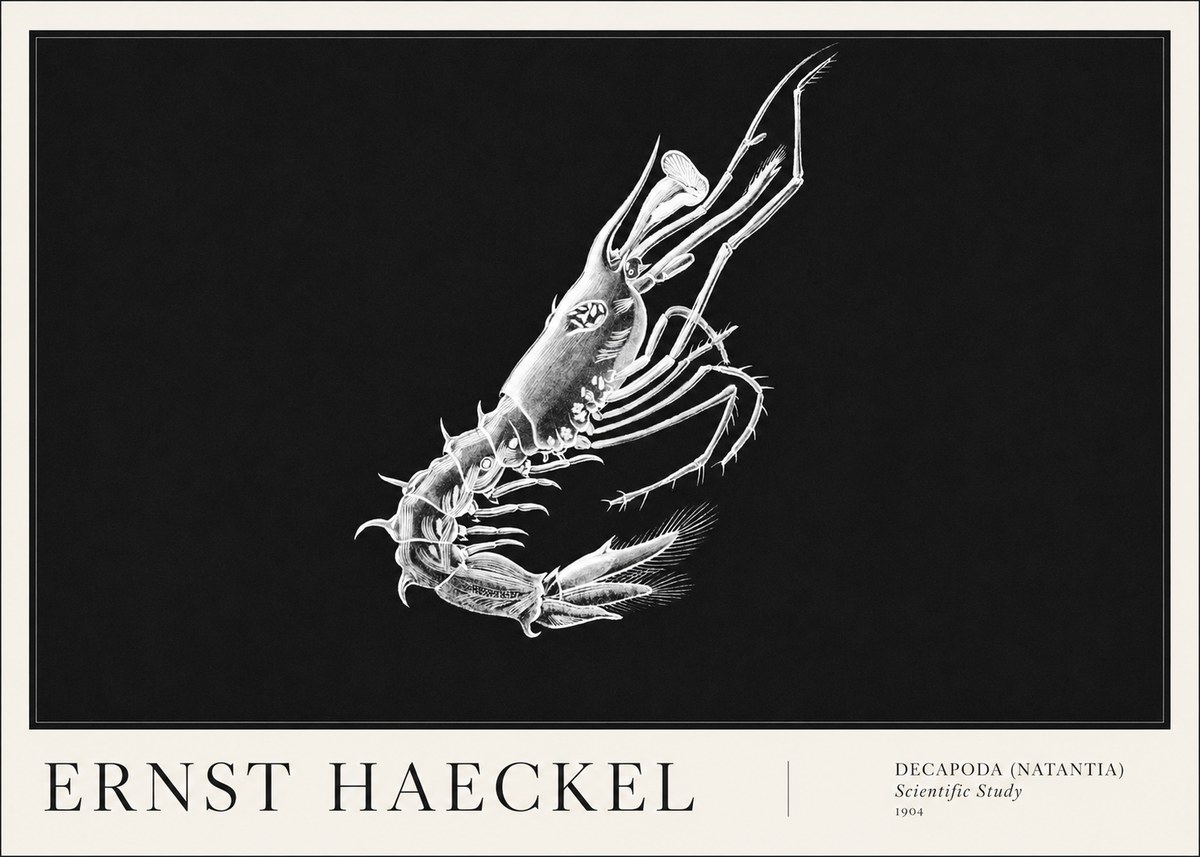 Ernst Haeckel Decapoda the Crustaceans No6 - Juliste