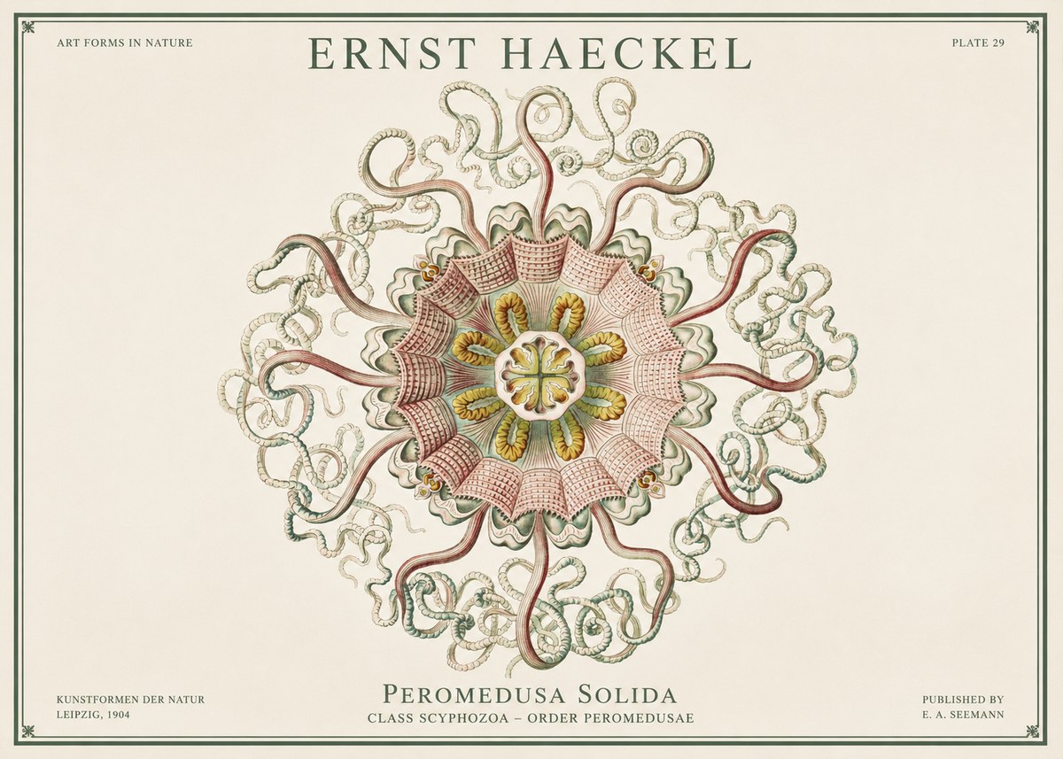 Ernst Haeckel Discomedusae – Actiniae No3 - Juliste