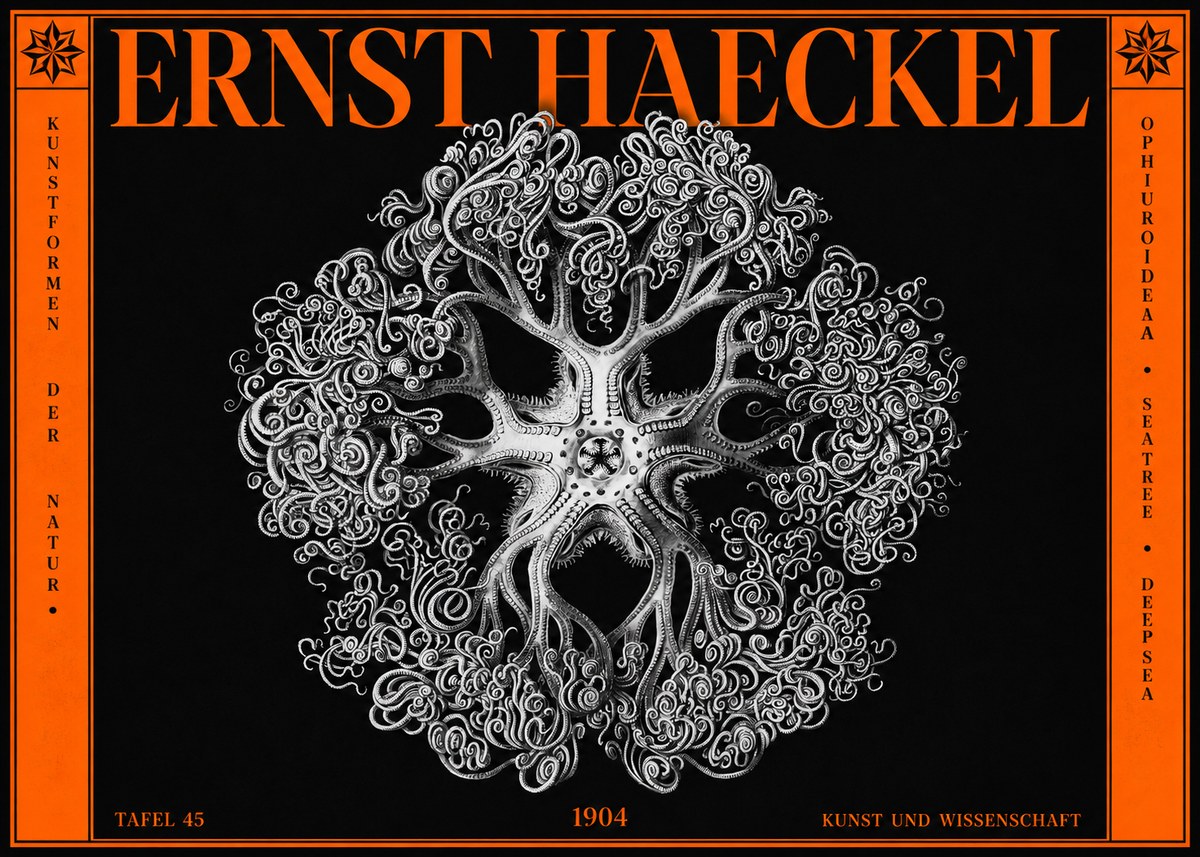 Ernst Haeckel Ophiuroidea Sea Tree - Deep Sea No2 - Juliste