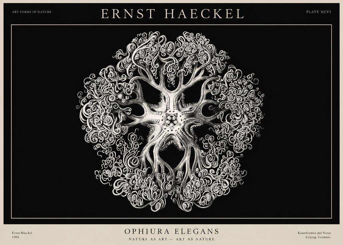 Ernst Haeckel Ophiuroidea Sea Tree - Deep Sea No3 - Juliste