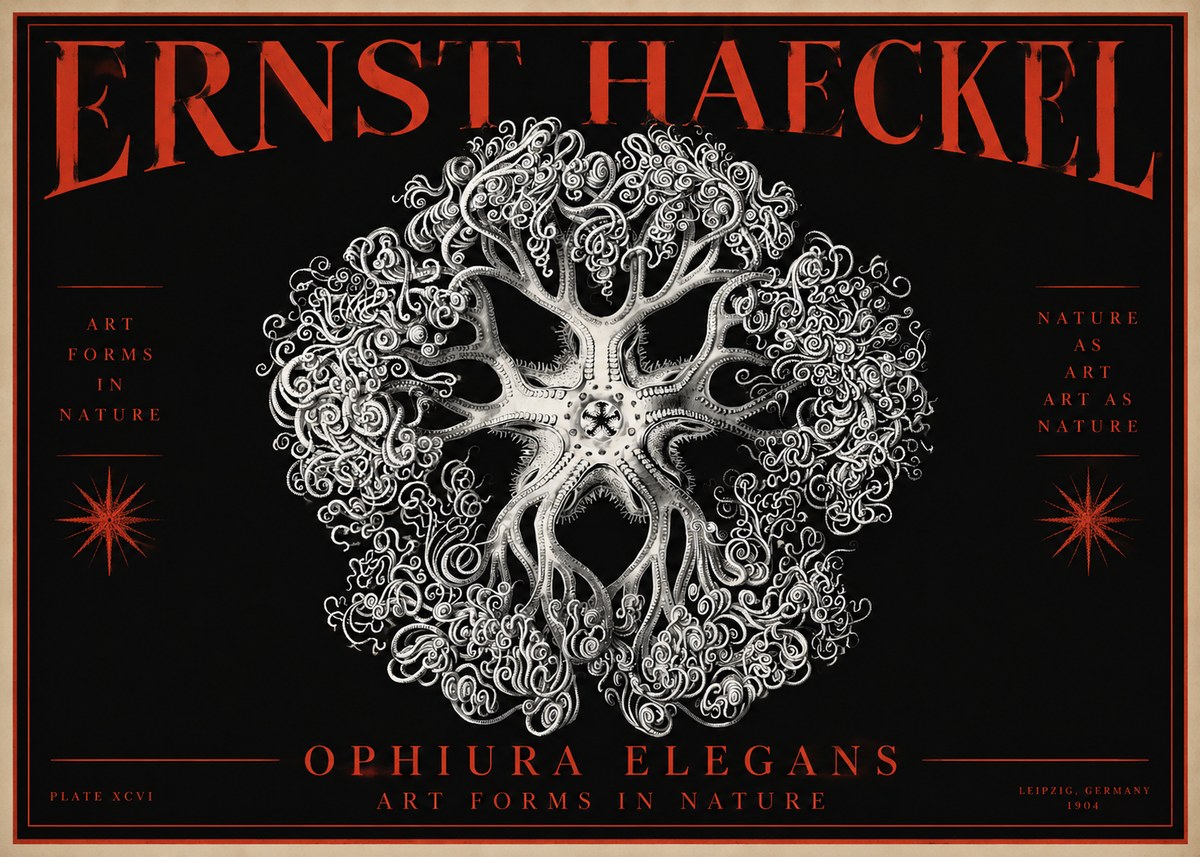 Ernst Haeckel Ophiuroidea Sea Tree - Deep Sea No4 - Juliste