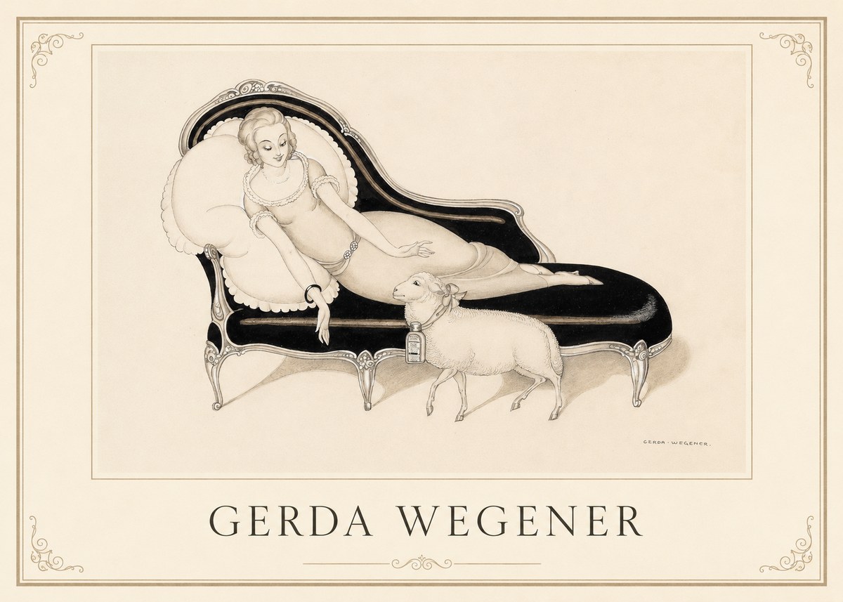 Gerda Wegener Lady with Lamb No1 - Juliste