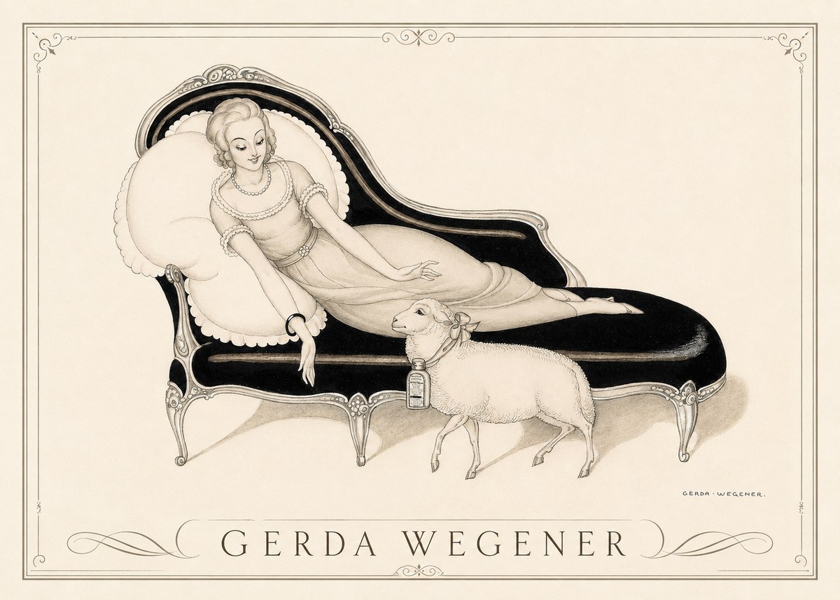 Gerda Wegener Lady with Lamb No3 - Juliste