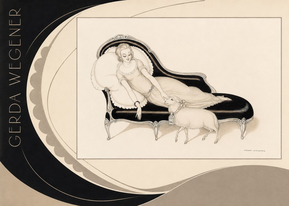Gerda Wegener Lady with Lamb No6 - Juliste