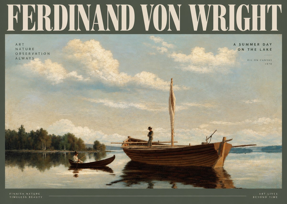 Ferdinand von Wright Fishing Boats on a Calm Lake. 1878. No6 - Juliste