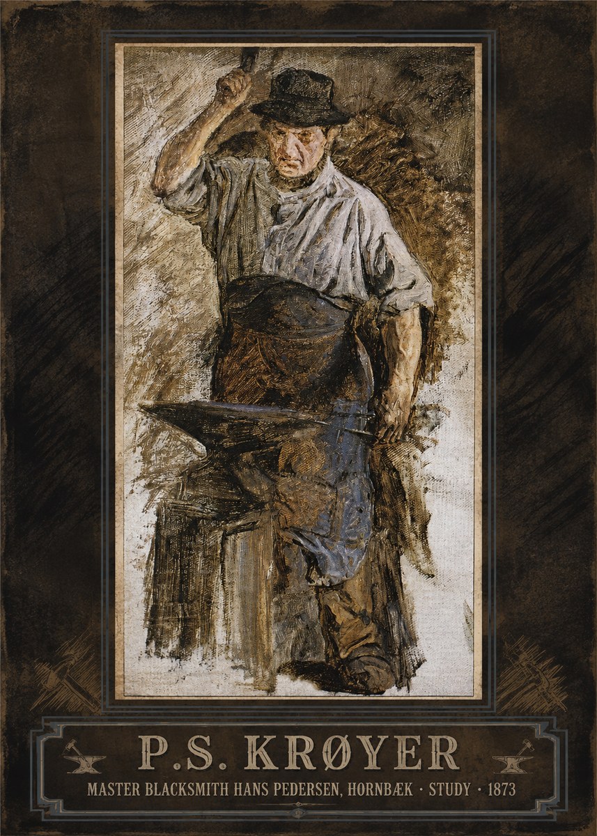 P.S. Krøyer Master Blacksmith Hans Pedersen, Hornbaek · Study · 1873 No5 - Juliste