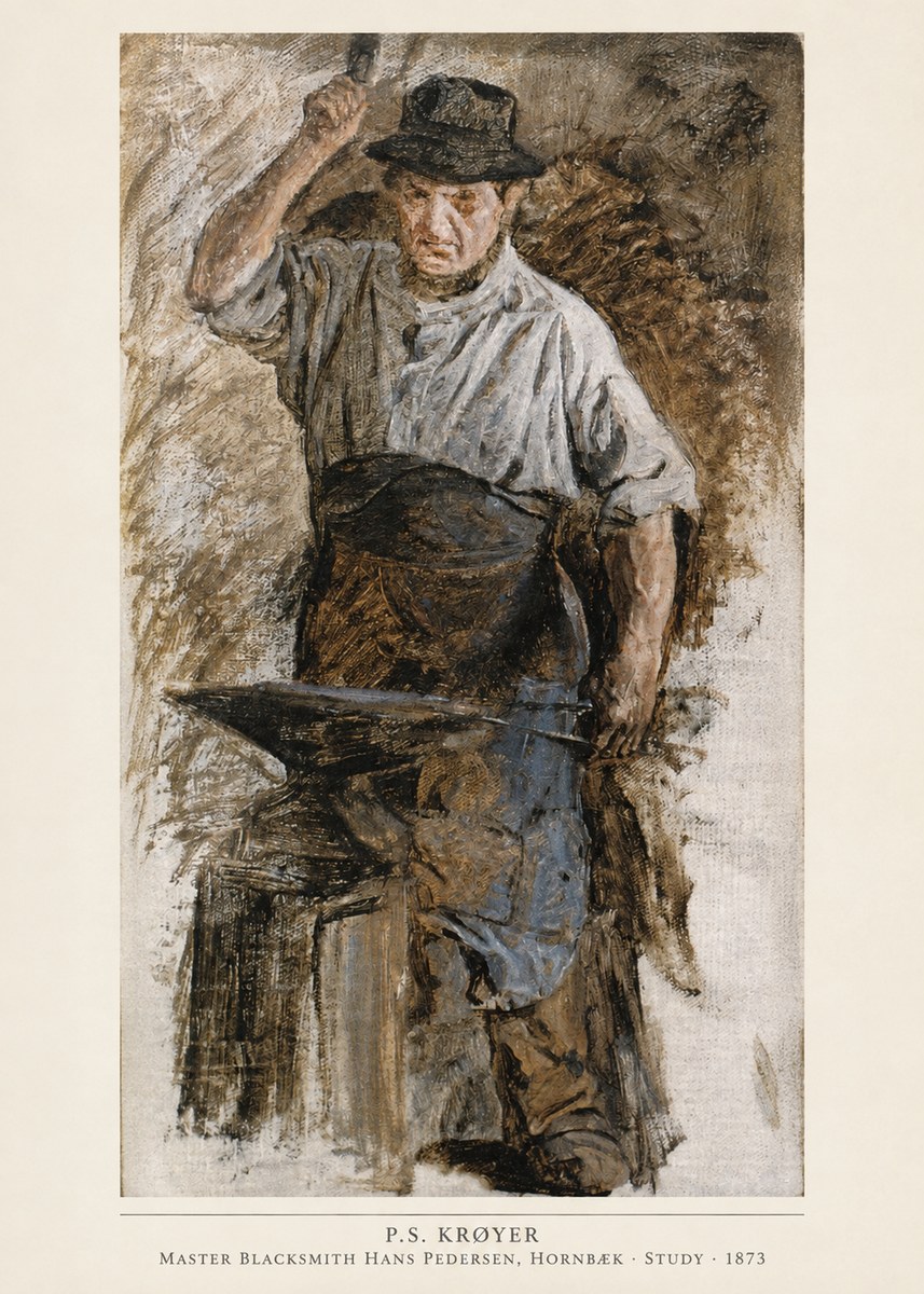 P.S. Krøyer Master Blacksmith Hans Pedersen, Hornbaek · Study · 1873 No6 - Juliste