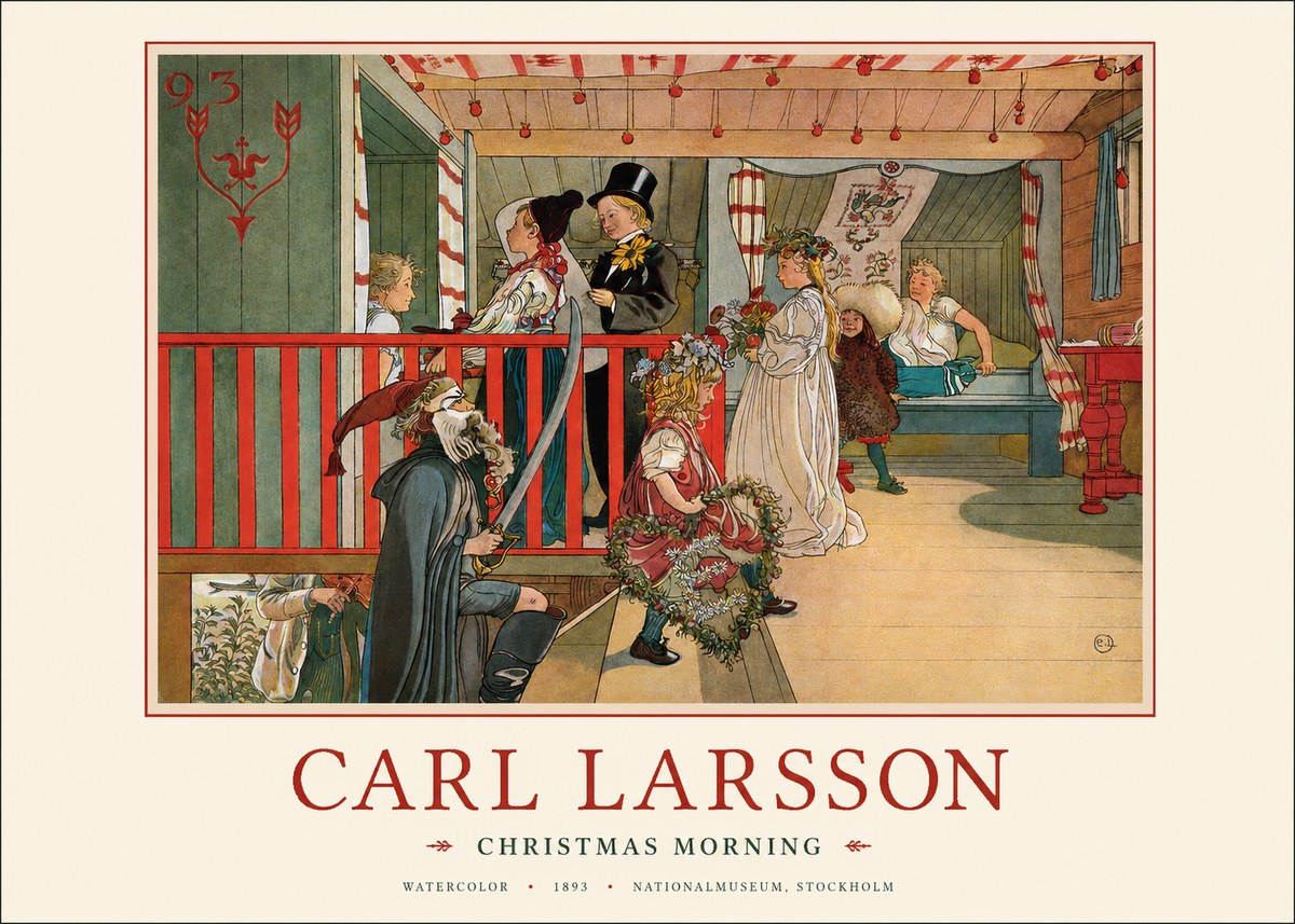 Carl Larsson Children Bringing Flowers No3 - Juliste