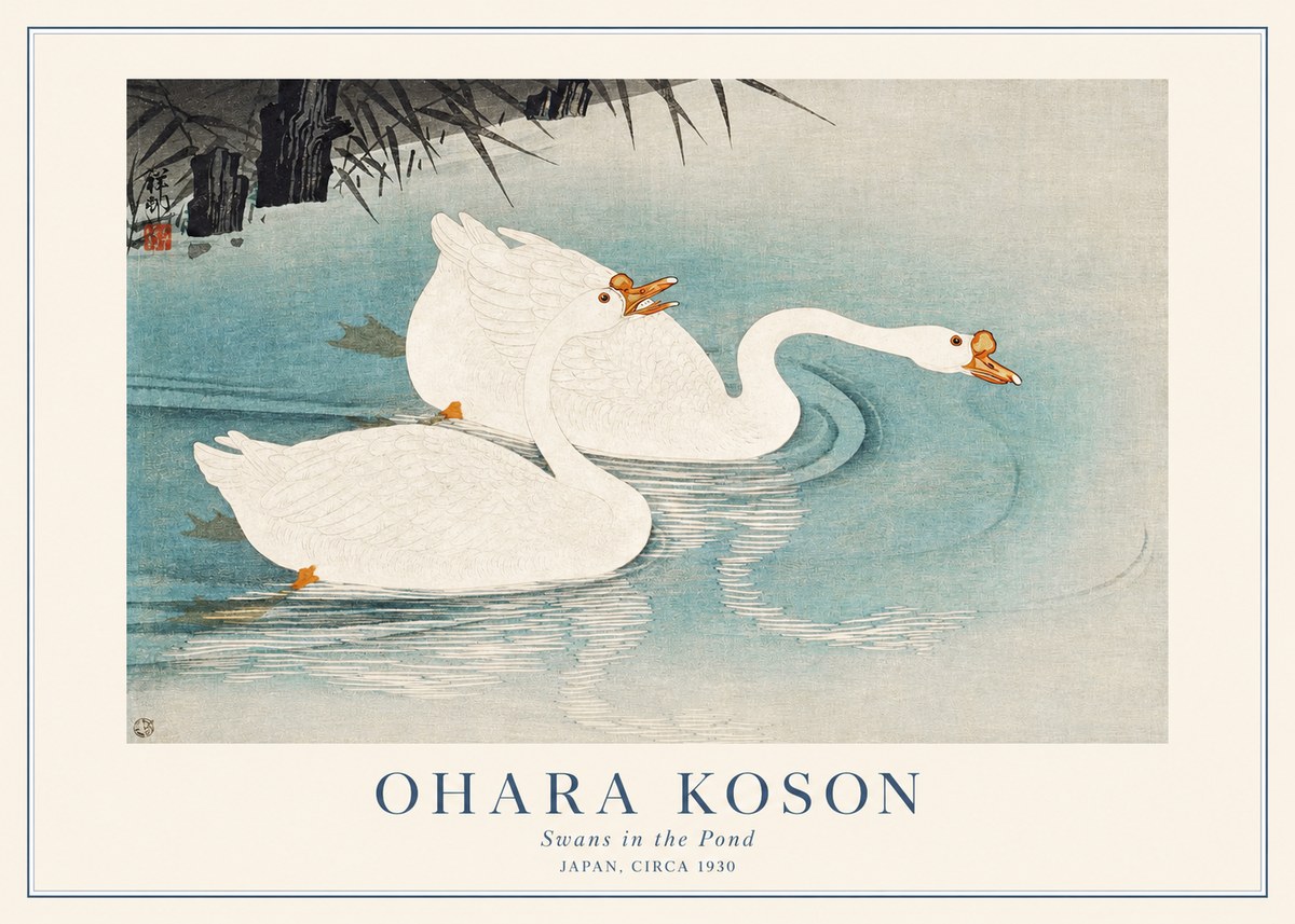 Ohara Koson Two Swans No2 - Juliste