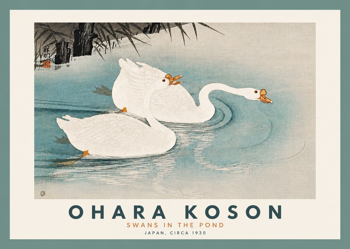 Ohara Koson Two Swans No5 - Juliste