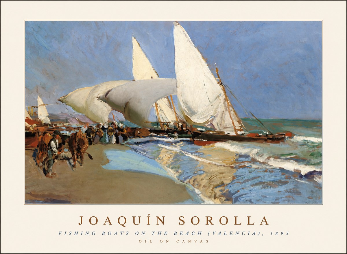 Sorolla Fishing Boats on the Beach (Valencia), 1895 No1 - Juliste