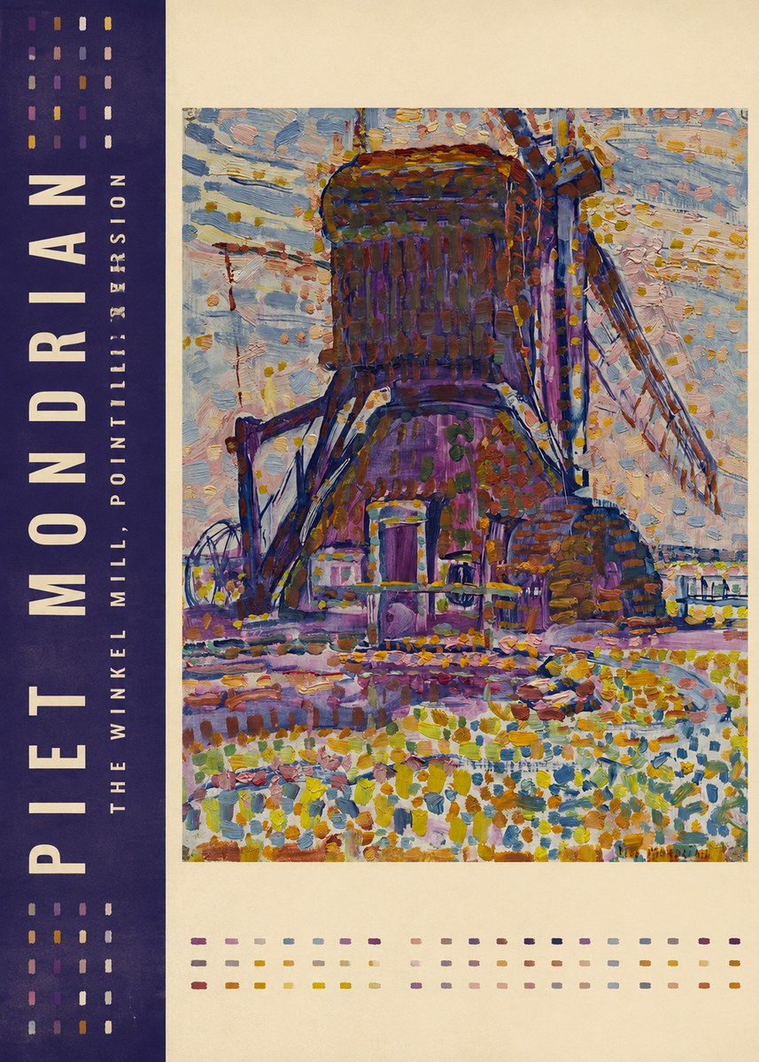 Piet Mondrian The Winkel Mill, Pointillist Version No2 - Juliste