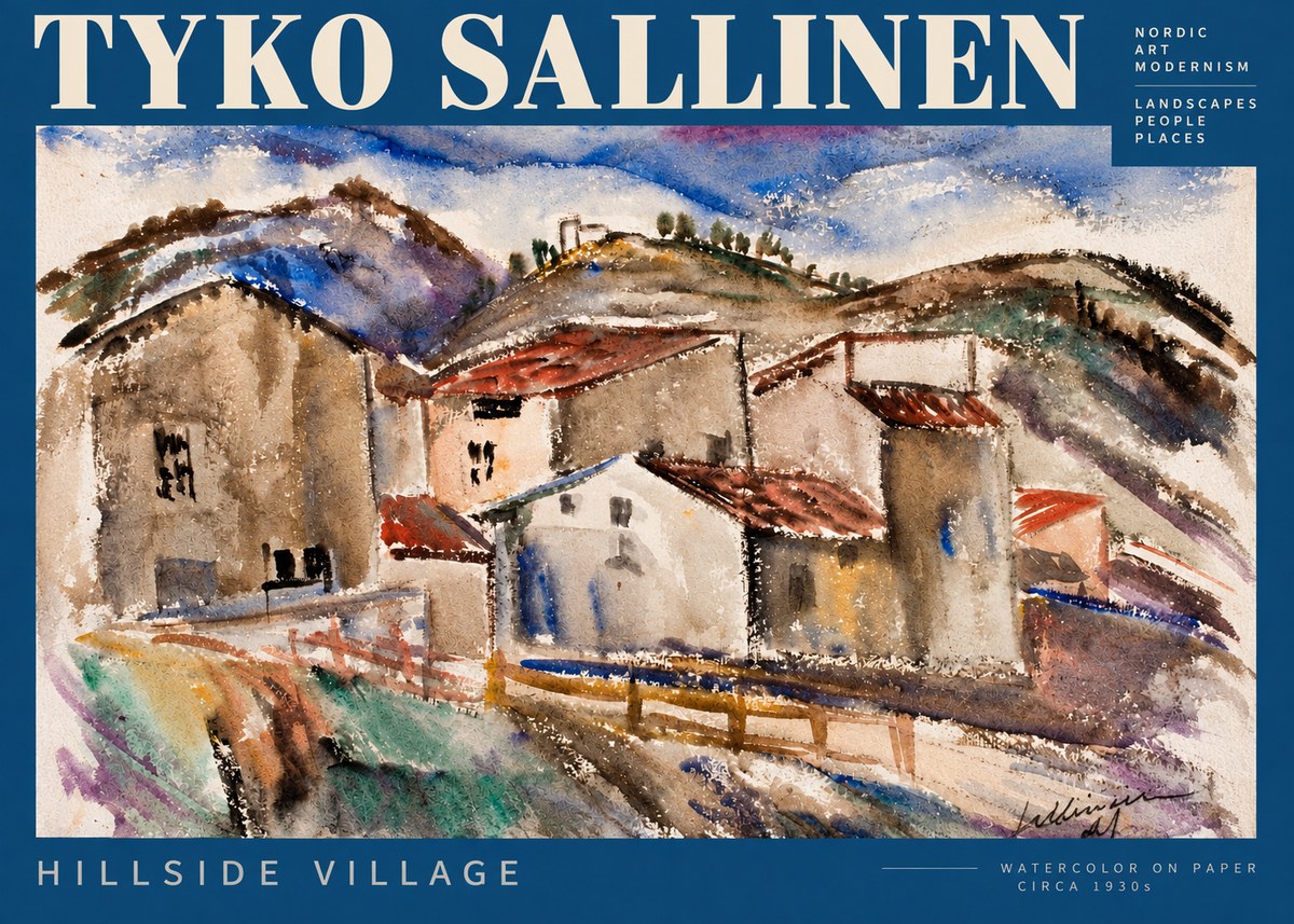 Tyko Sallinen Hillside Village No2 - Juliste