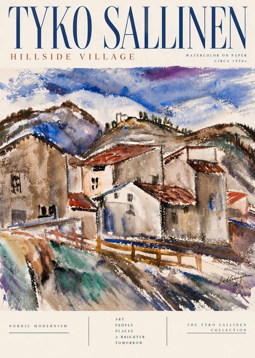Tyko Sallinen Hillside Village No6 - Juliste