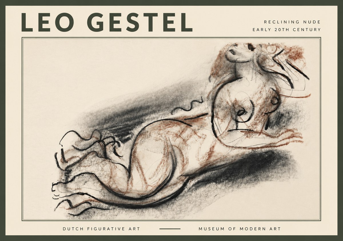 Leo Gestel Reclining Nude No4 - Juliste