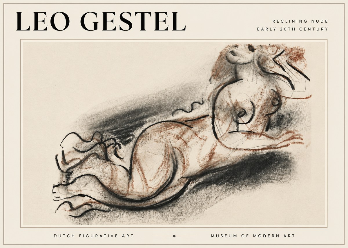 Leo Gestel Reclining Nude No6 - Juliste