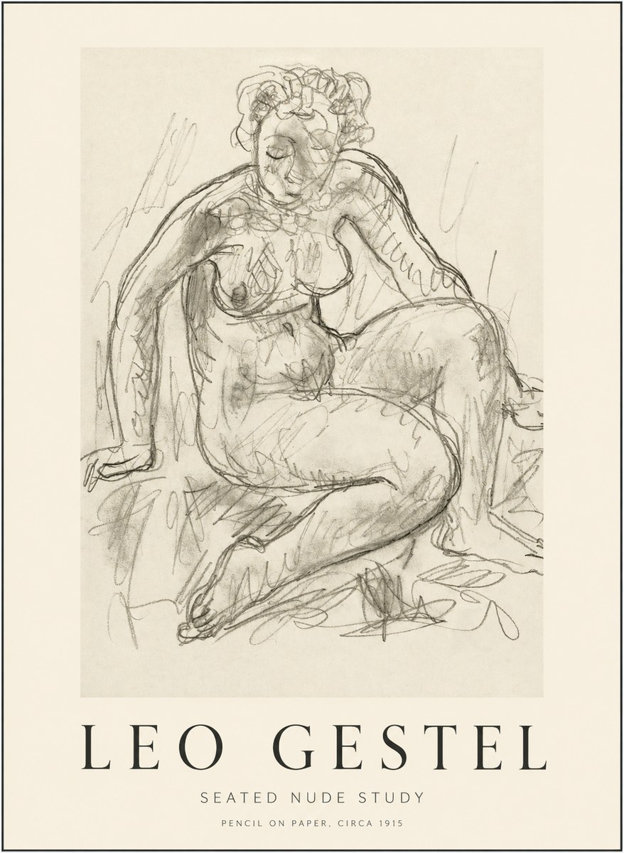 Leo Gestel Seated Nude Study No1 - Juliste