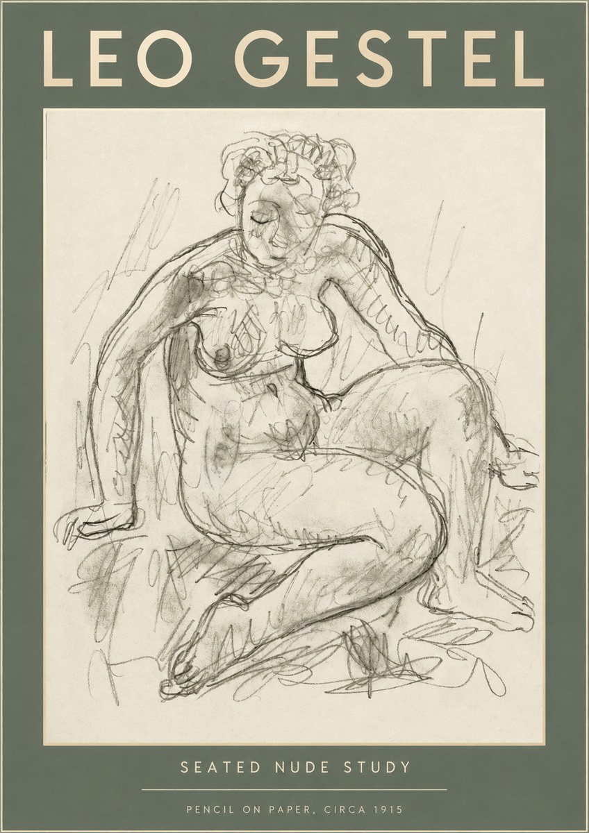 Leo Gestel Seated Nude Study No2 - Juliste