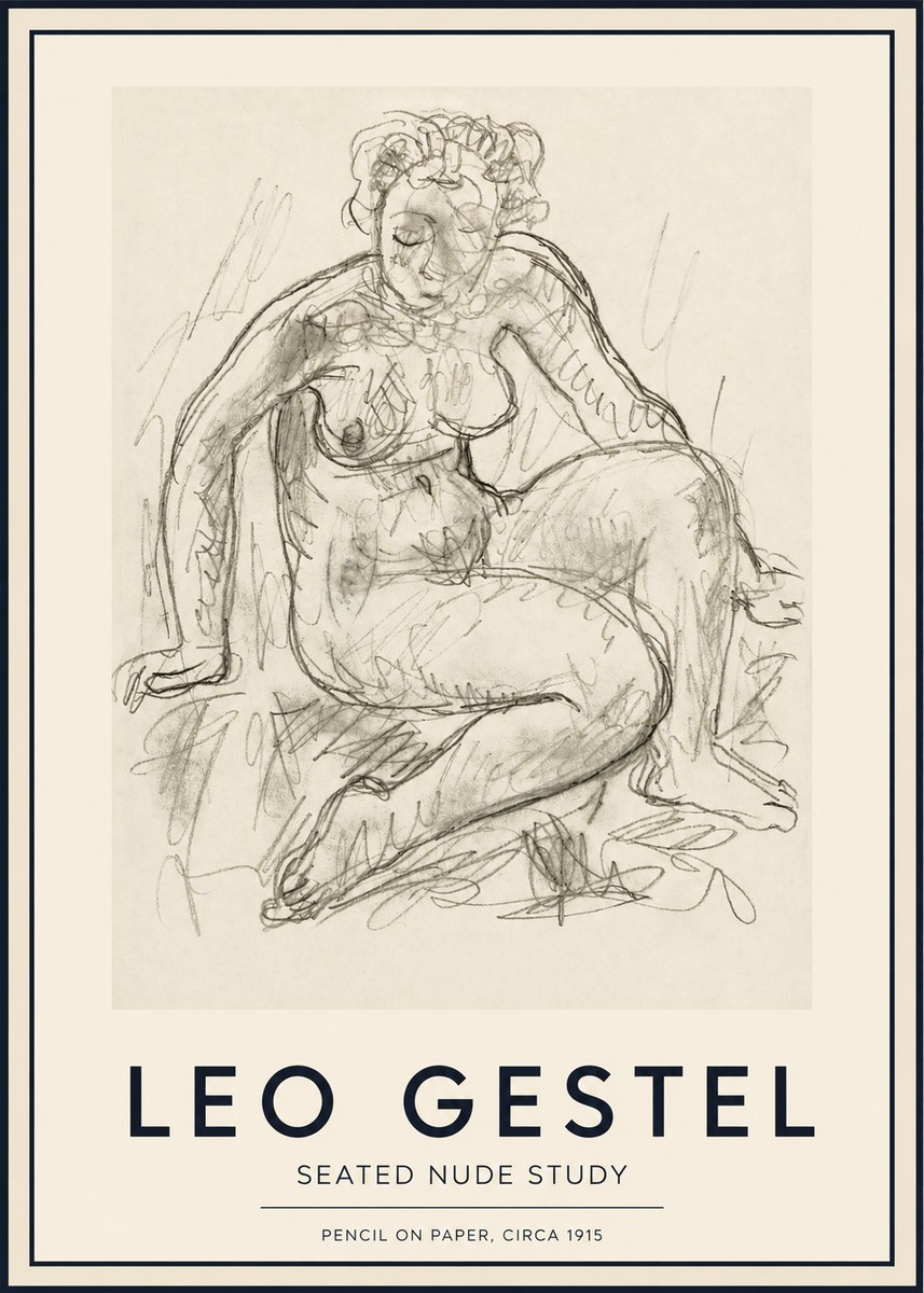 Leo Gestel Seated Nude Study No3 - Juliste