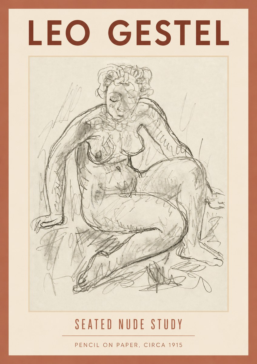 Leo Gestel Seated Nude Study No4 - Juliste