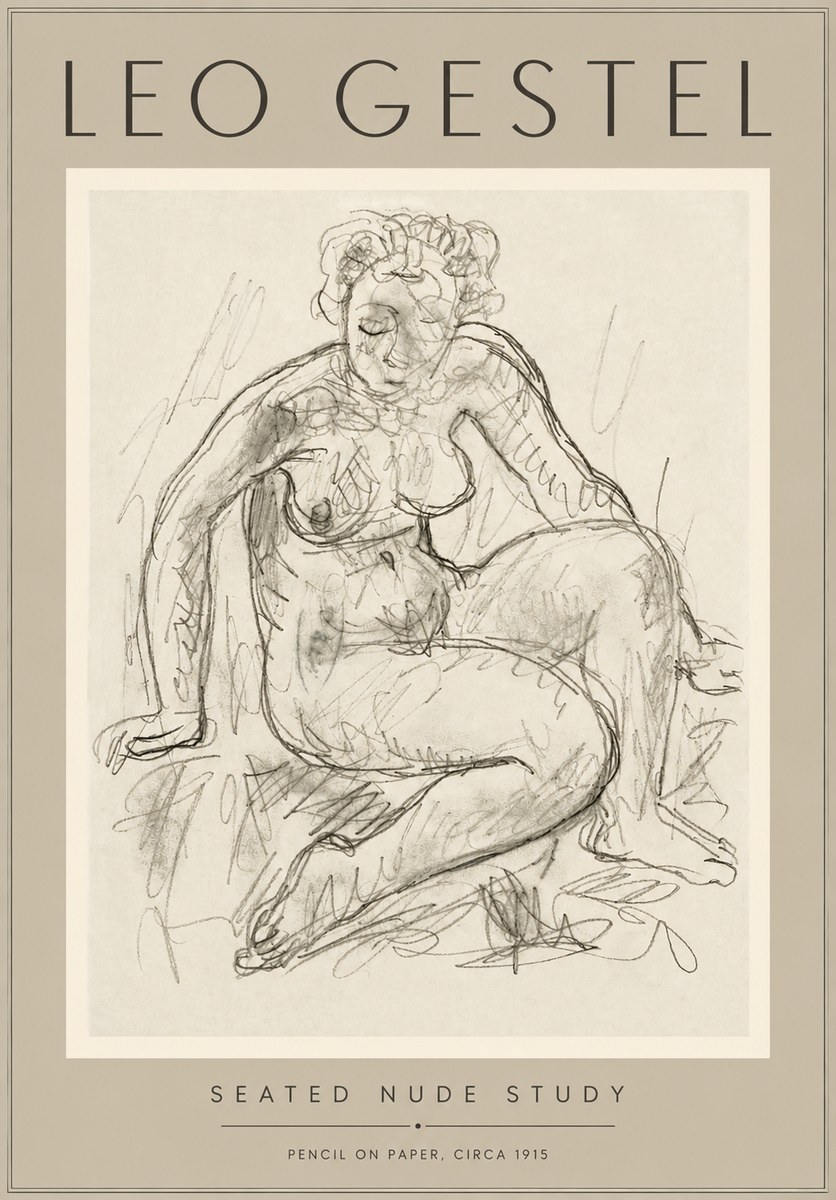 Leo Gestel Seated Nude Study No5 - Juliste