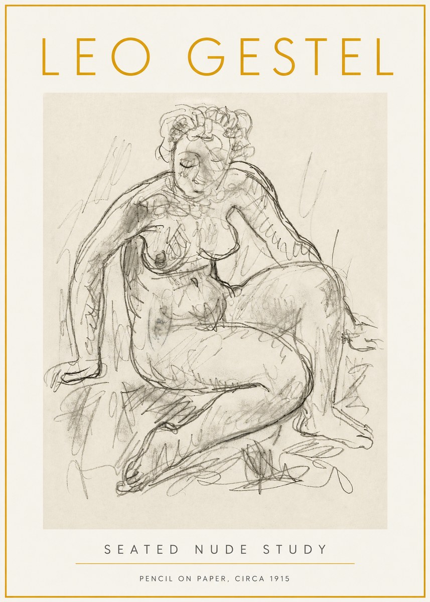 Leo Gestel Seated Nude Study No6 - Juliste