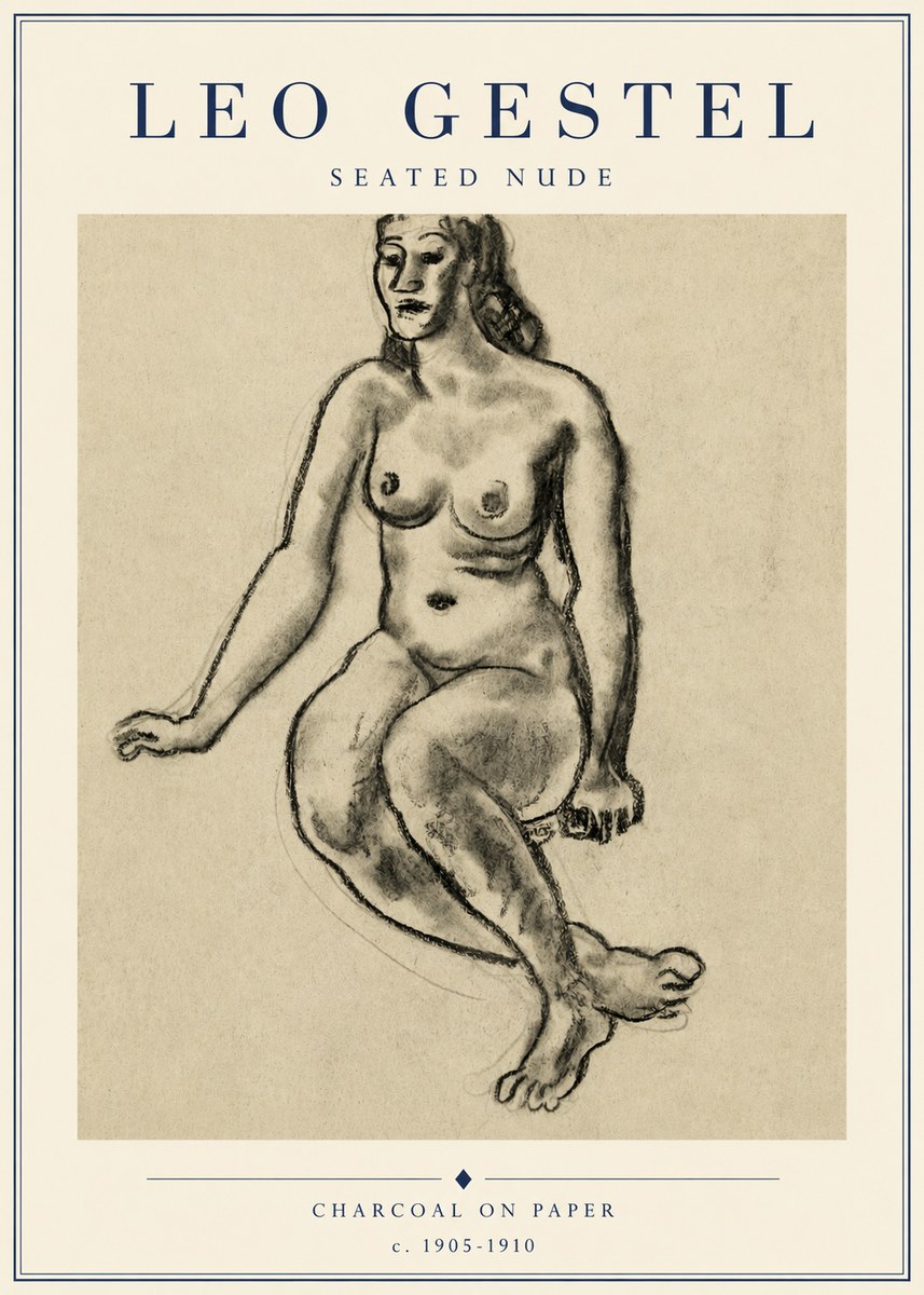 Leo Gestel Seated Nude No5 - Juliste