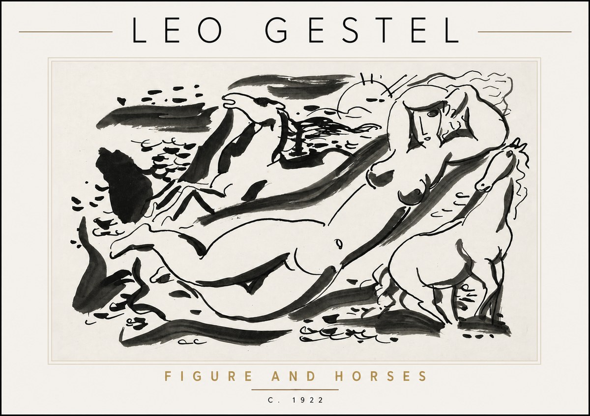 Leo Gestel Figure and Horses No6 - Juliste