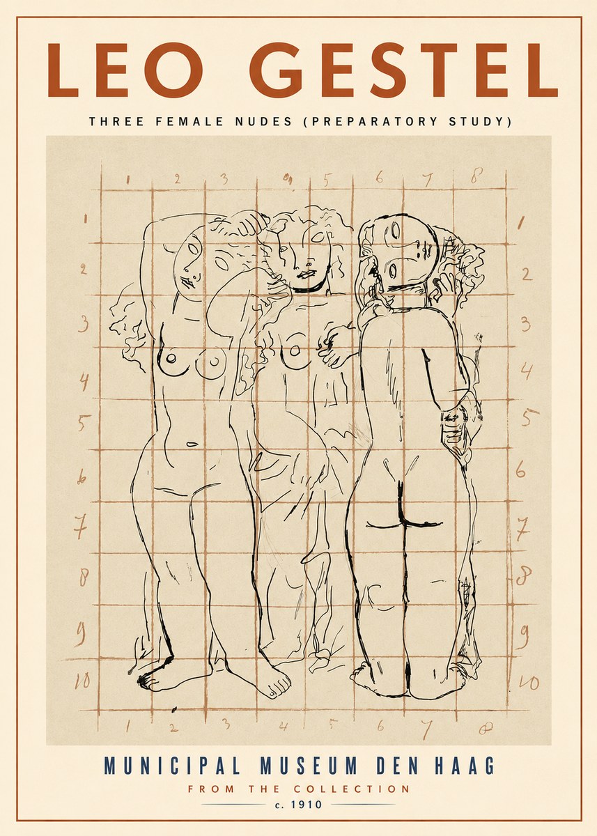 Leo Gestel Three Female Nudes No2 - Juliste