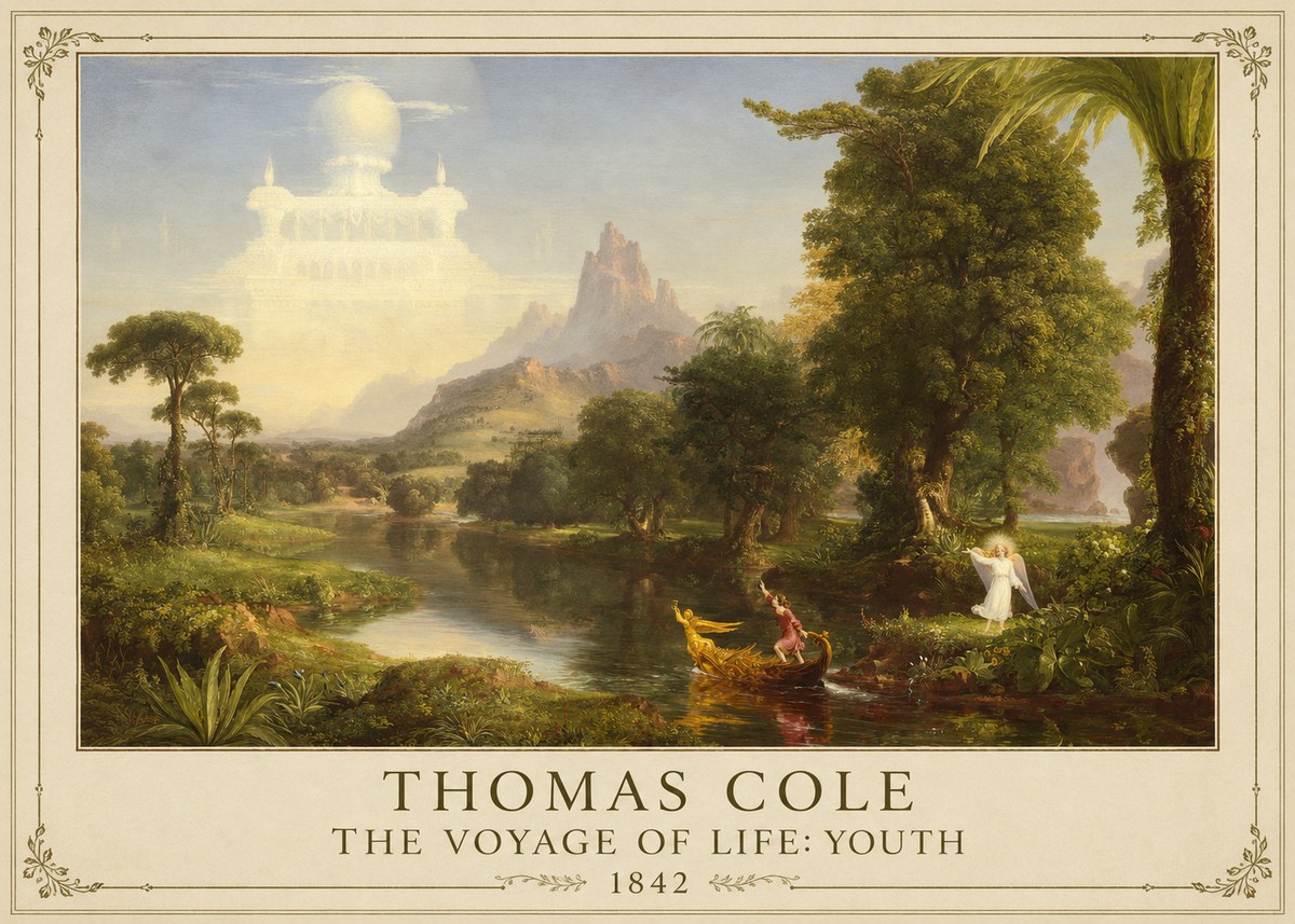 Thomas Cole The Voyage of Life: Youth I No1 - Juliste