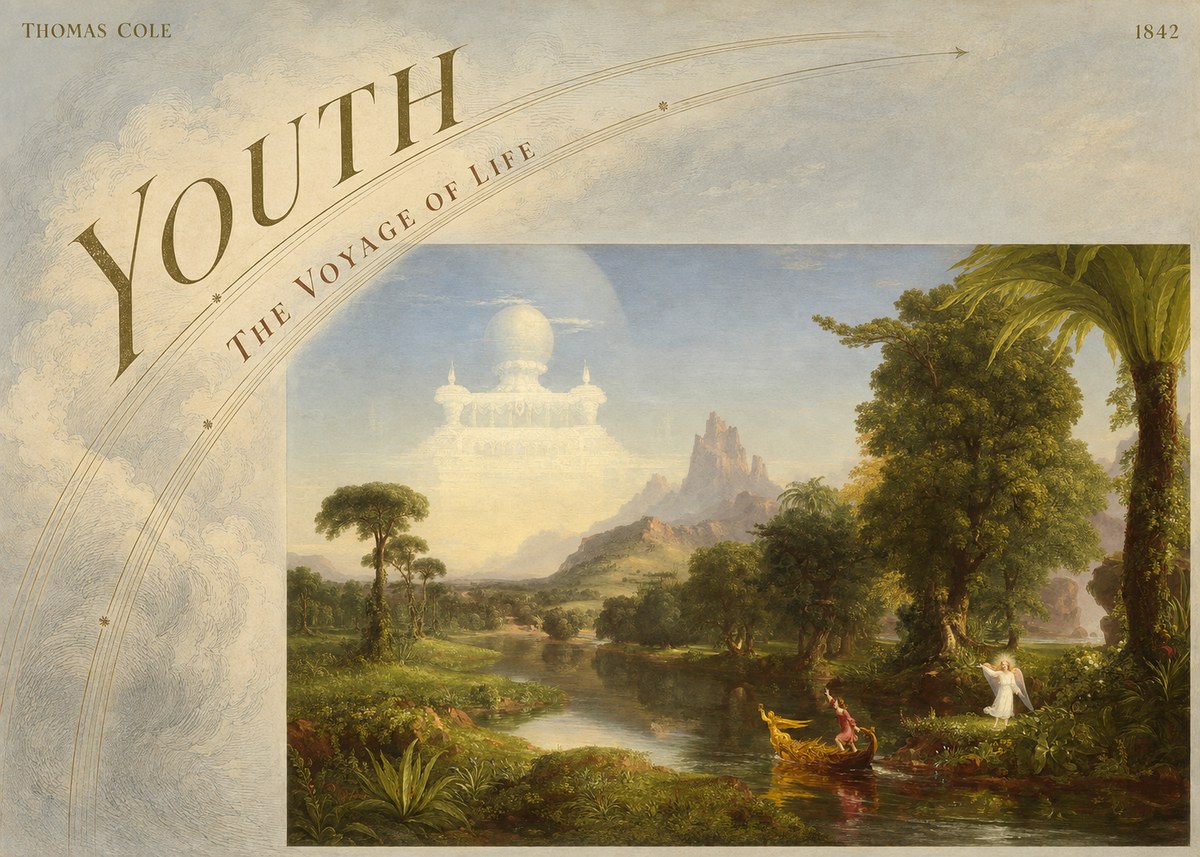 Thomas Cole The Voyage of Life: Youth I No6 - Juliste
