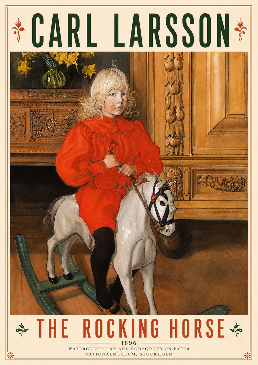 Carl Larsson The Rocking Horse No6 - Juliste